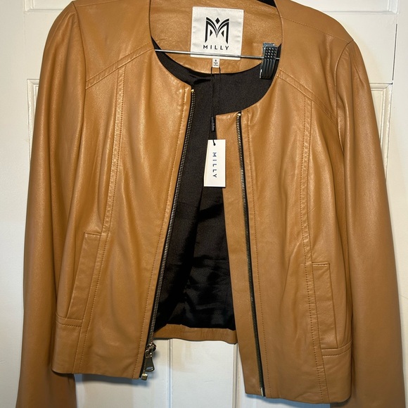 Milly leather zip jacket (camel) - Picture 2 of 4